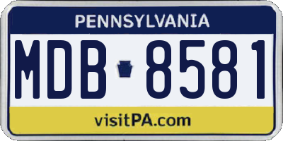 PA license plate MDB8581
