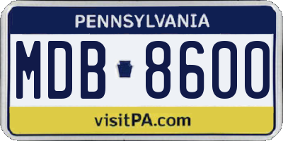 PA license plate MDB8600