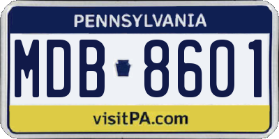 PA license plate MDB8601