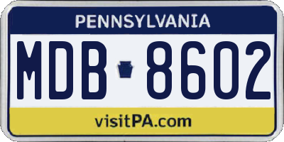 PA license plate MDB8602