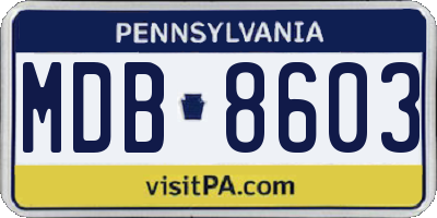 PA license plate MDB8603