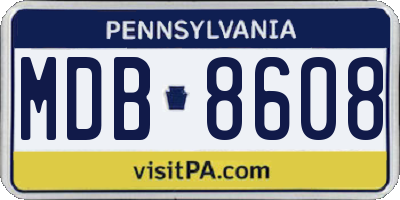 PA license plate MDB8608