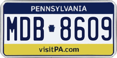 PA license plate MDB8609