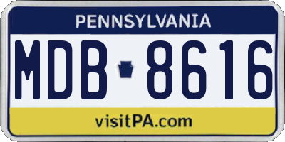 PA license plate MDB8616