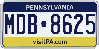 PA license plate MDB8625