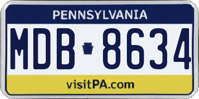 PA license plate MDB8634