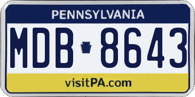 PA license plate MDB8643