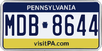 PA license plate MDB8644