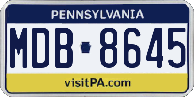 PA license plate MDB8645