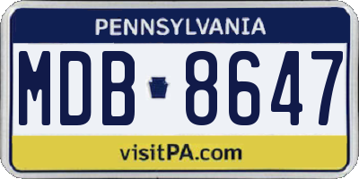 PA license plate MDB8647