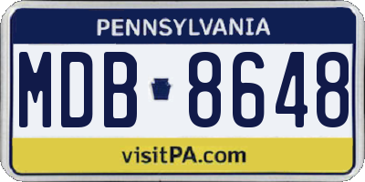 PA license plate MDB8648