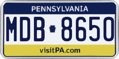 PA license plate MDB8650
