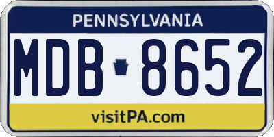 PA license plate MDB8652