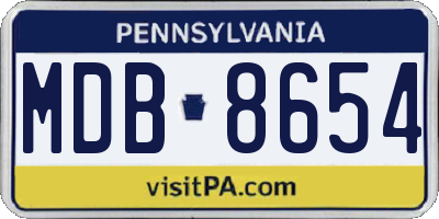 PA license plate MDB8654