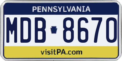 PA license plate MDB8670
