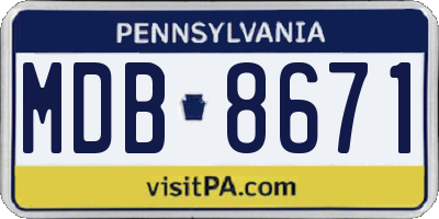 PA license plate MDB8671