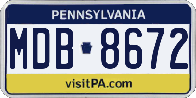 PA license plate MDB8672