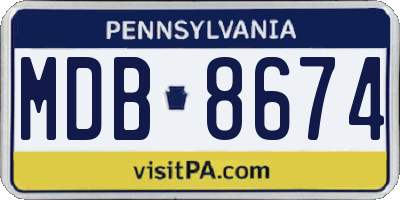 PA license plate MDB8674
