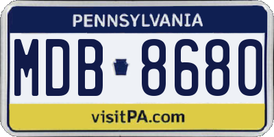 PA license plate MDB8680