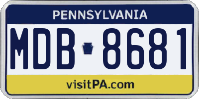 PA license plate MDB8681