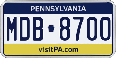 PA license plate MDB8700