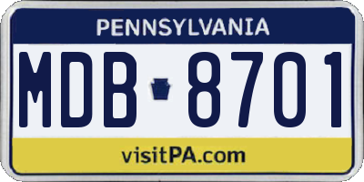 PA license plate MDB8701