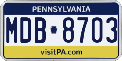 PA license plate MDB8703