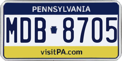 PA license plate MDB8705