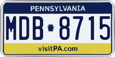 PA license plate MDB8715