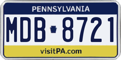 PA license plate MDB8721
