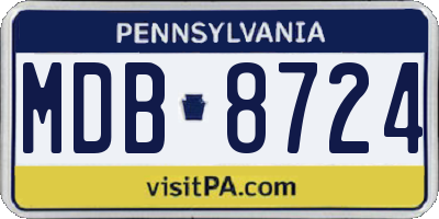PA license plate MDB8724