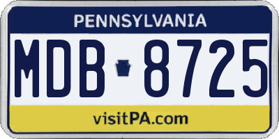 PA license plate MDB8725