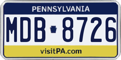 PA license plate MDB8726