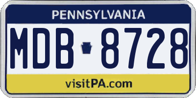 PA license plate MDB8728