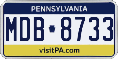PA license plate MDB8733