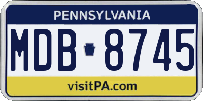 PA license plate MDB8745