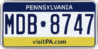 PA license plate MDB8747