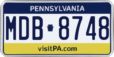 PA license plate MDB8748