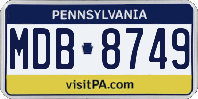 PA license plate MDB8749