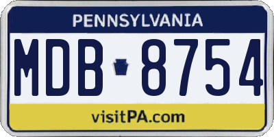 PA license plate MDB8754
