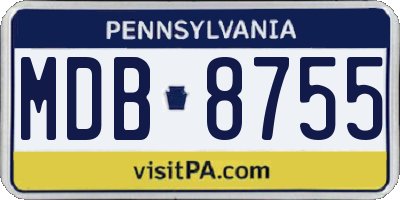 PA license plate MDB8755