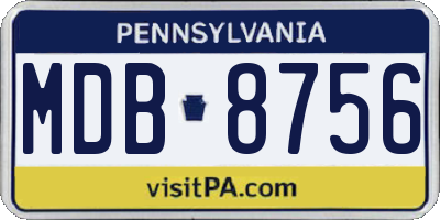 PA license plate MDB8756