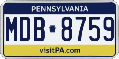 PA license plate MDB8759