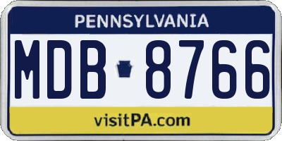 PA license plate MDB8766