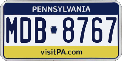PA license plate MDB8767