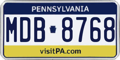 PA license plate MDB8768