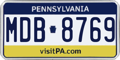 PA license plate MDB8769
