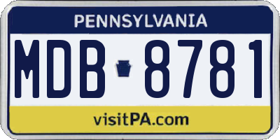 PA license plate MDB8781