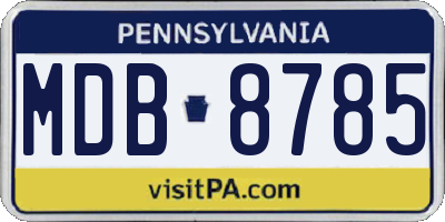 PA license plate MDB8785