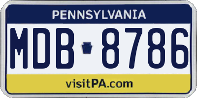 PA license plate MDB8786